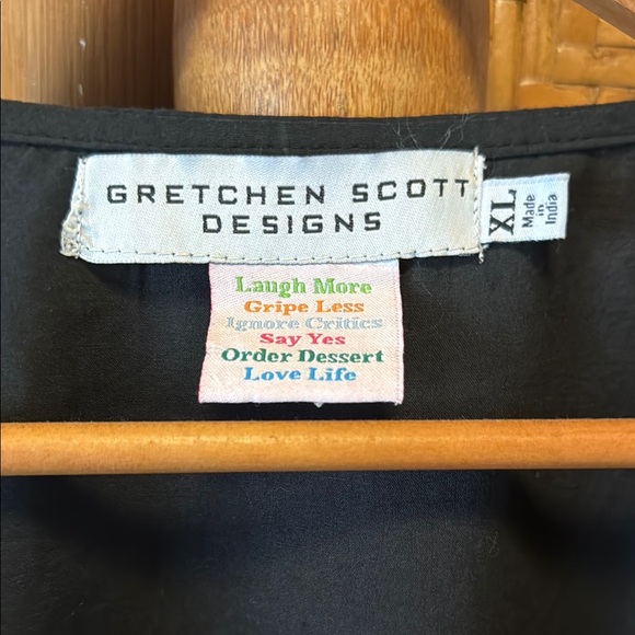 Gretchen Scott Designs Black embroidery Trim Robe top XL - Picture 4 of 8